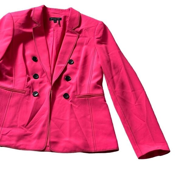 Donna Karan Fuschia Pink Black Stitch & Buttons Accent Blazer MEDIUM - Picture 10 of 15